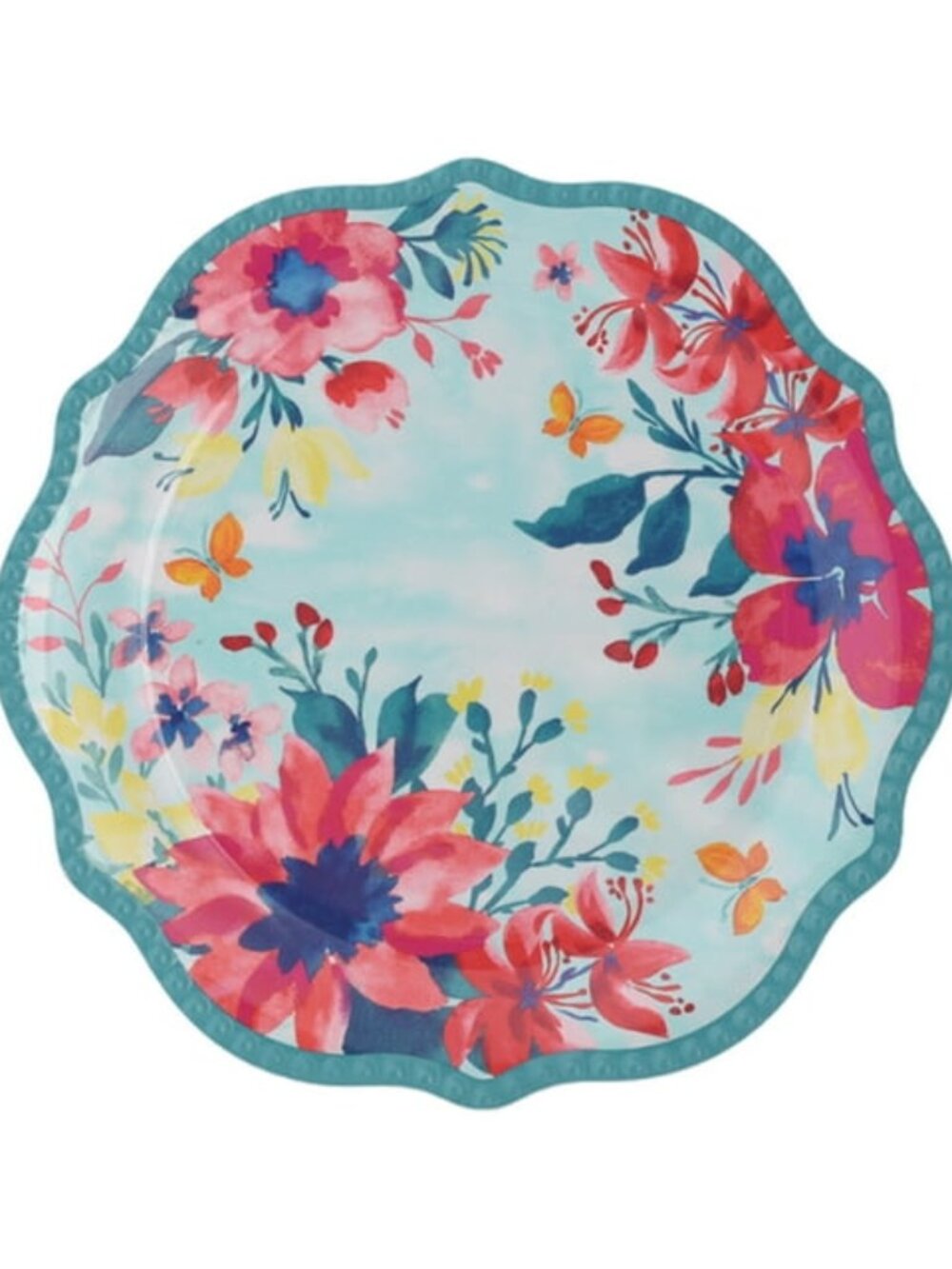 Set of 4 Pioneer Woman Dinner Plates Melamine Fresh Floral 10.7"dia